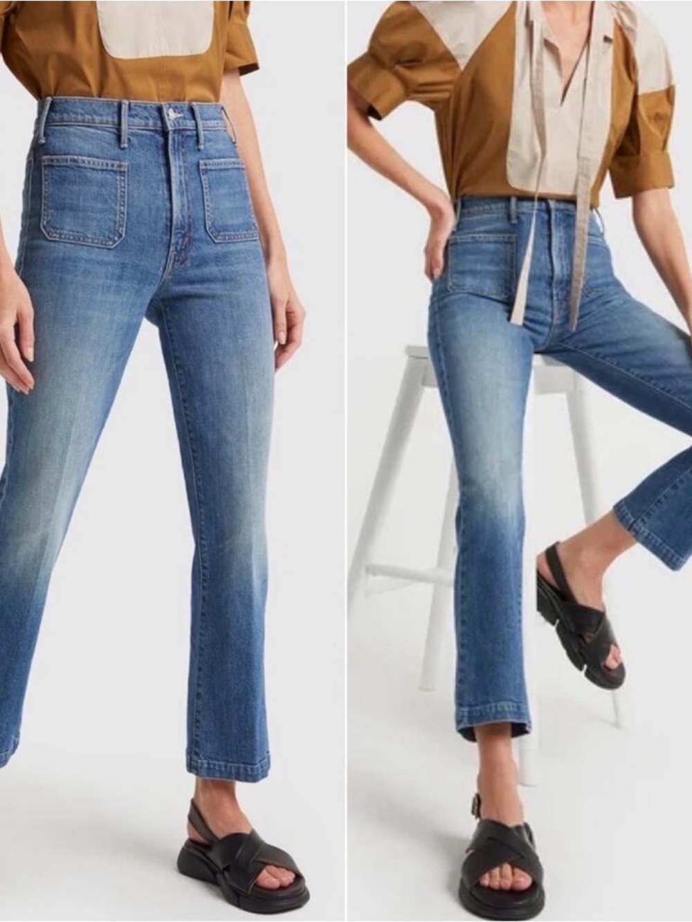 MOTHER Hustler Patch Pocket Flood Jeans in Cowboys Don’t Cry